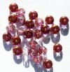 25 5x7mm Faceted Pink Golden Lustre Donut Beads